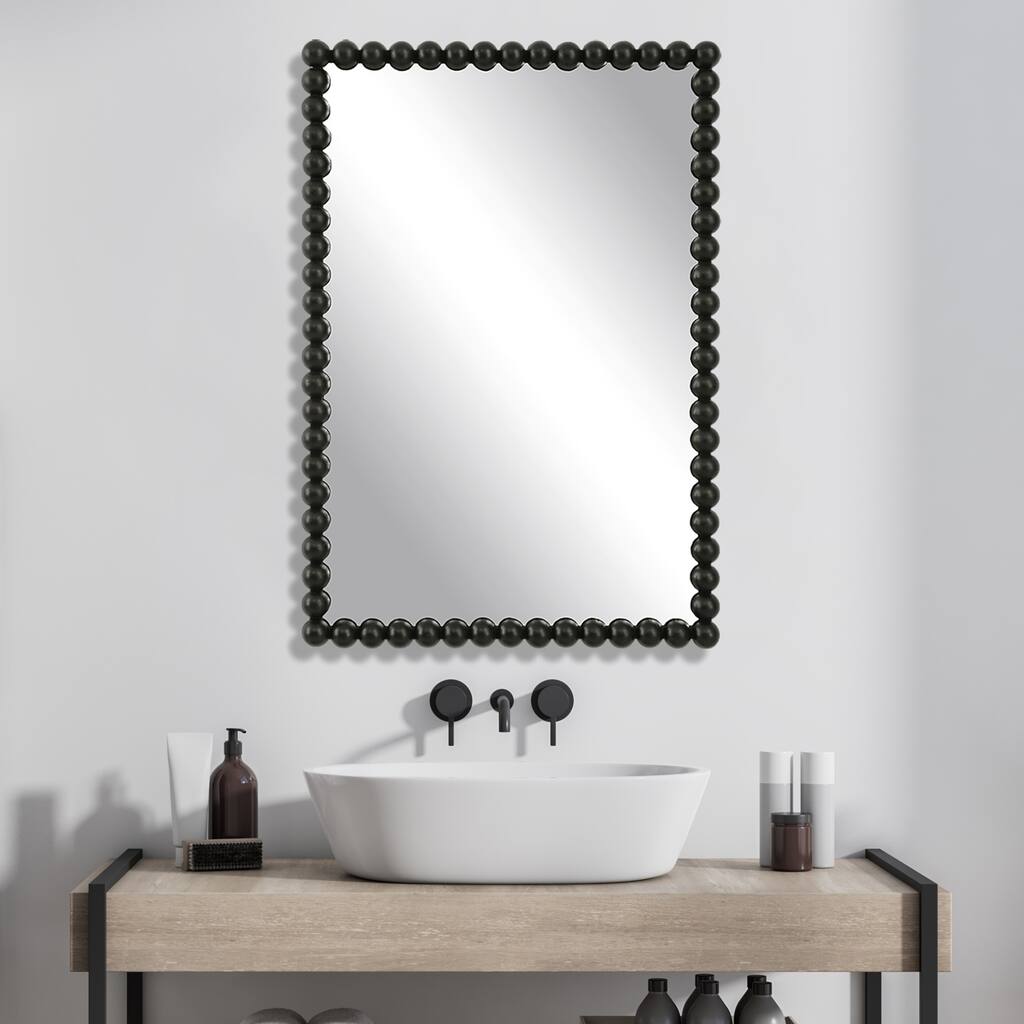 Iron Beaded Vanity Mirror - 30" - Black