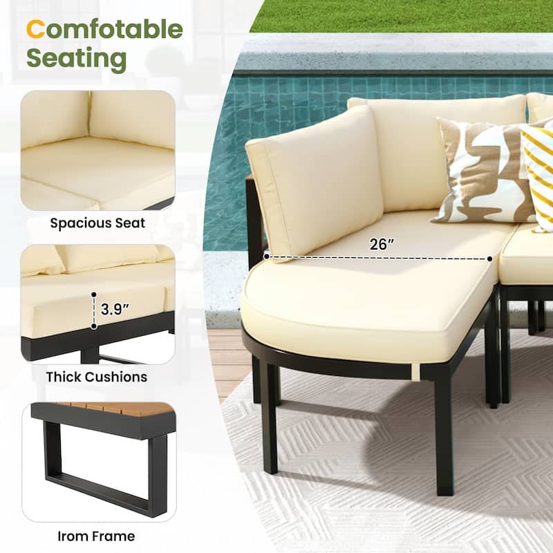 Modern Patio Sectional Sofa Set with Cushions