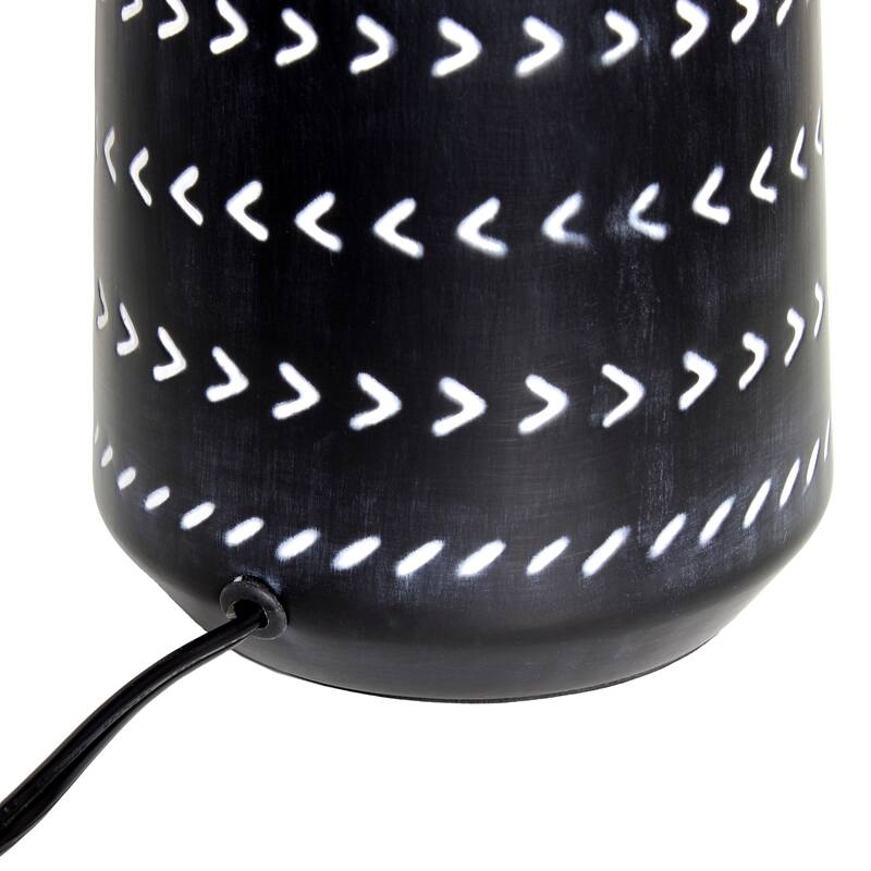 Tribal Style Hand Painted Ceramic Table Lamp with Drum Shade - 17" - Black