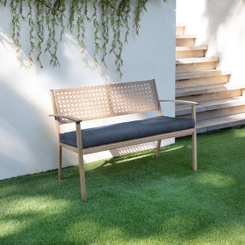 Sorra Home Sunbrella Textured Indigo Indoor/Outdoor Bench Cushion - 44 in x 19 in x 2 in - Embrace Indigo