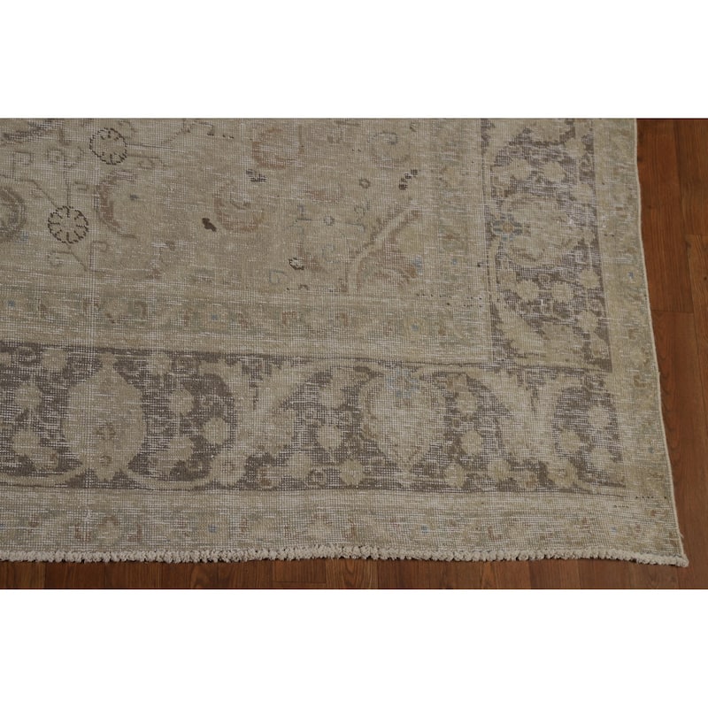 Traditional Medallion Tabriz Persian Vintage Wool Carpet - 9'7" x 12'7"