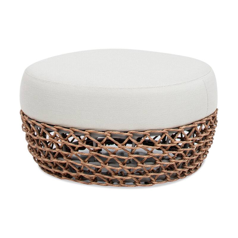 Willow 25" Woven Rope Upholstered Outdoor Patio Ottoman - 25"W X 25"D X 13.5"H