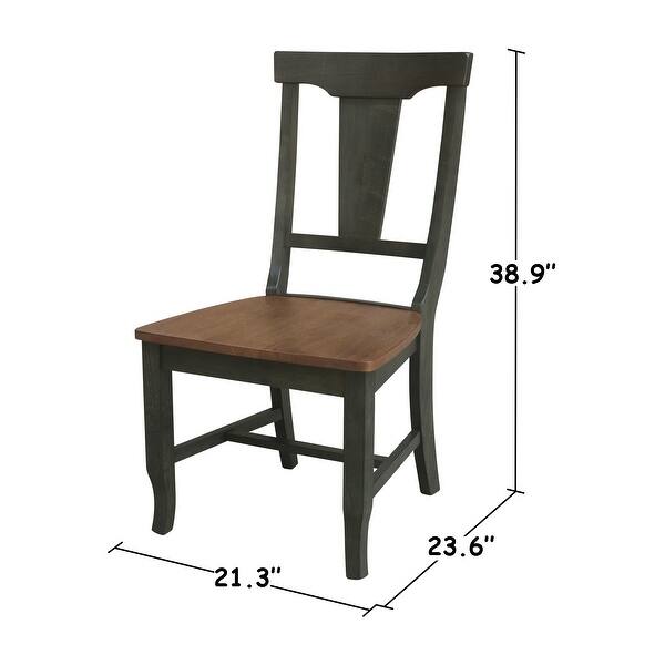dimension image slide 0 of 2, 42 in. Round Dual Drop Leaf Dining Table with 2 Panel Back Chairs in Hickory/Washed Coal