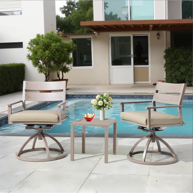 Outdoor Patio Swivel Aluminum Dining Chairs with Sunbrella Fabric Cushion