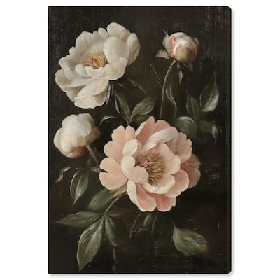 White Peonies in Dark II Canvas by Art Remedy, Gallery Wrapped