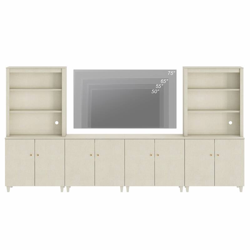 WAMPAT Entertainment Center with Bookshelves and Cabinets for 75" TVs