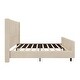 preview thumbnail 13 of 17, King Size Corduroy Upholstered Bed Frame with Vertical Stripe Wingback - Taupe Finish.