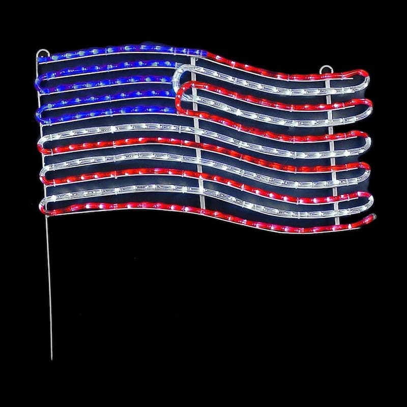 Novelty Lights USA American Flag Rope Light Sculpture, 4th of July Decorations - American Flag - String Lights