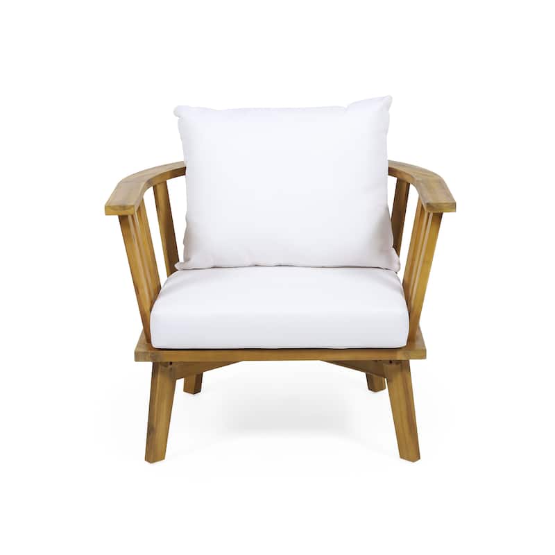 Set of 2, Outdoor Acacia Wood Patio Club Chair, Wooden Patio Furniture,Waterproof Thick Cushion Deep Seating