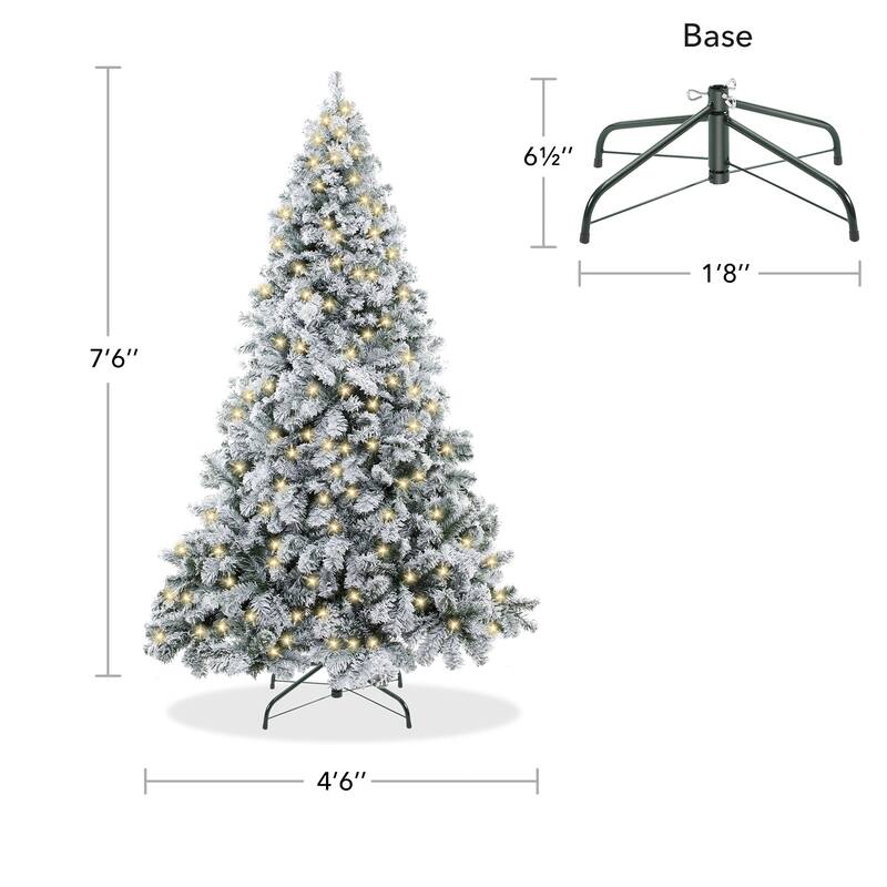 75ft PreLit SnowFlocked Pine Artificial Holiday Christmas Tree w Stand - 7.5 ft Pre-lit