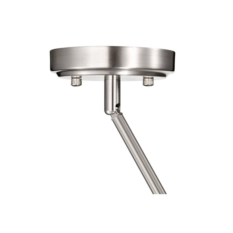 Brushed Nickel 1-Light Modern Mini Pendant with Pyramid Shaped Etched White Glass Shade