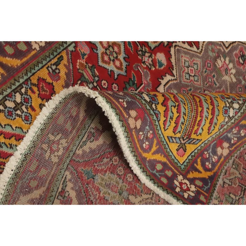 Hand Knotted Oriental 100% Wool Carpet Traditional Floral Red Tabriz Area Rug - 6' 1'' X 4' 5''