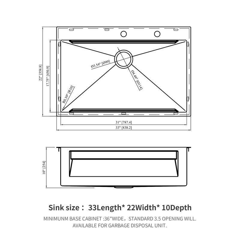 Drop-in Topmount Single Bowl 16 Gauge Stainless Steel Ledge Workstation Kitchen Sink