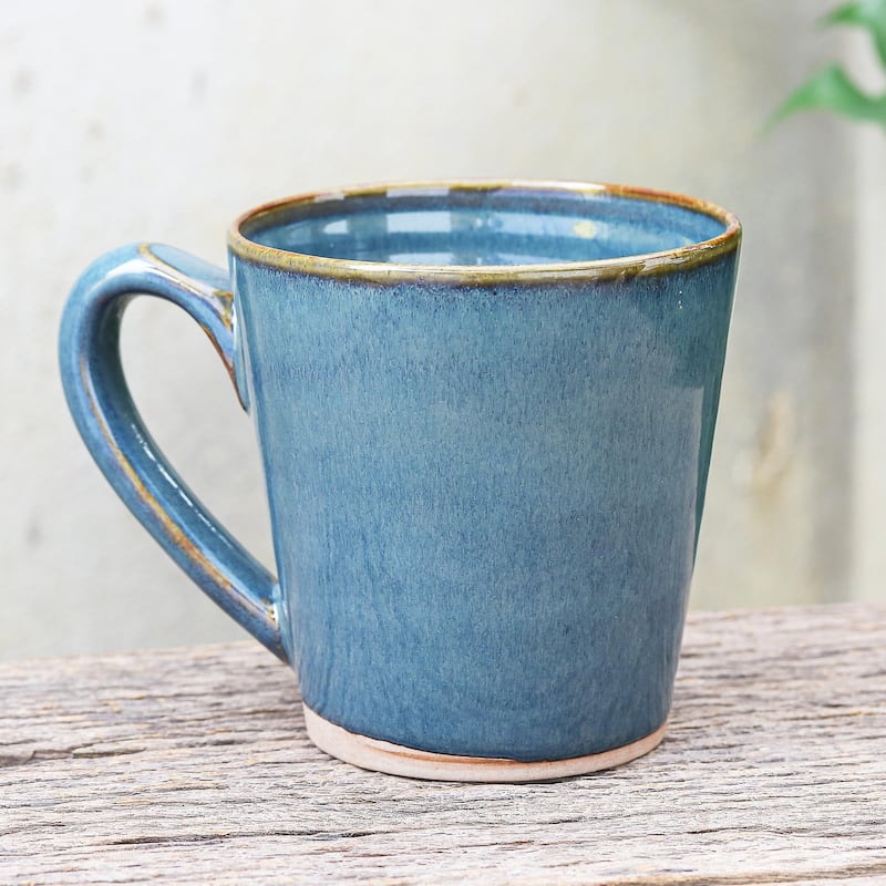 Novica Handmade Blue Crush Ceramic Mug