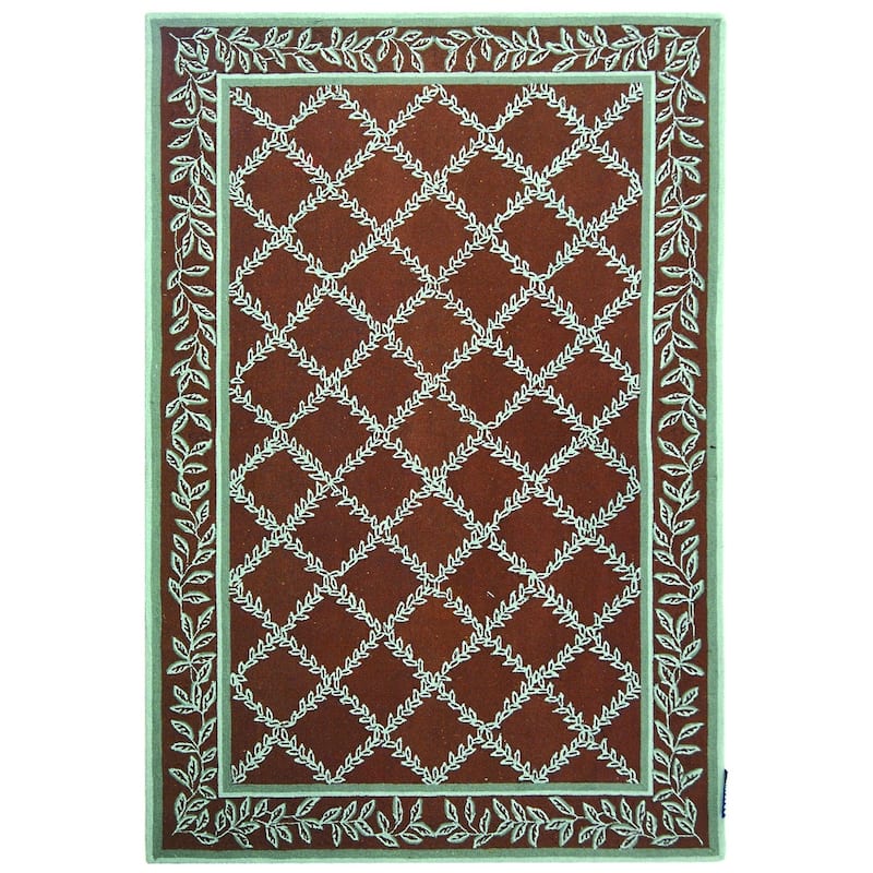 SAFAVIEH Handmade Chelsea Sunstripe Trellis French Country Wool Rug - 8' x 10' - Brown/Blue