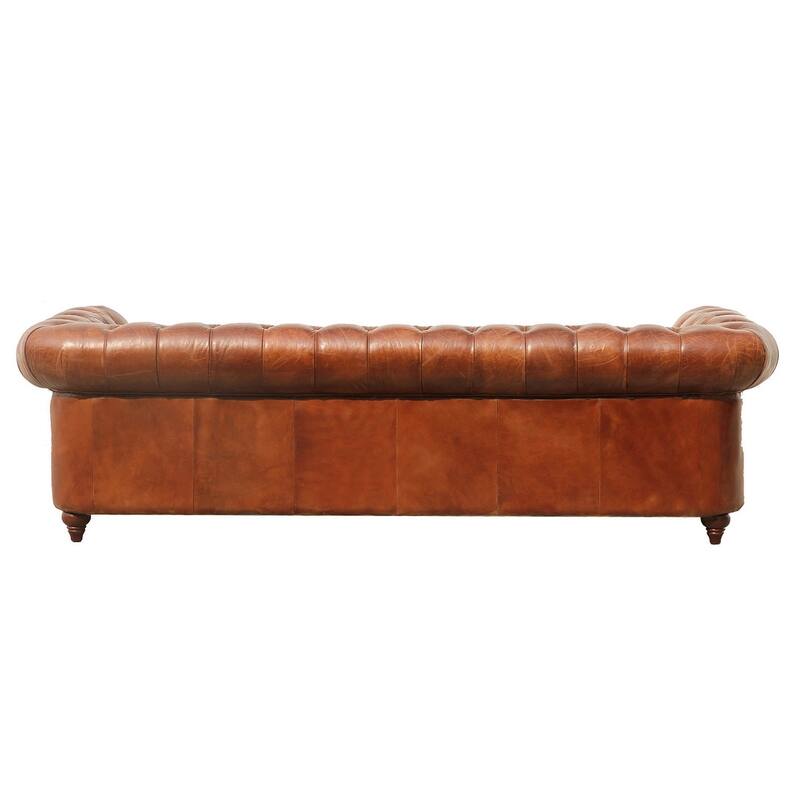Pasargad Home Paris Club Chesterfield Tufted Sofa, Brown - 28.7'' H x 97.2'' W x 39'' D