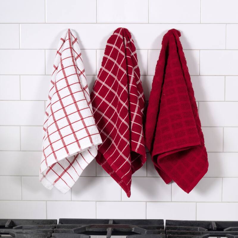 RITZ Cotton Terry Check Kitchen Towels (Set of 3)