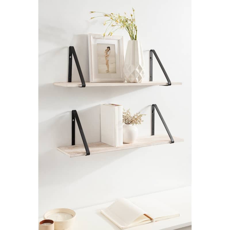 Kate and Laurel Soloman Wood 2 Piece Shelves with Metal Brackets