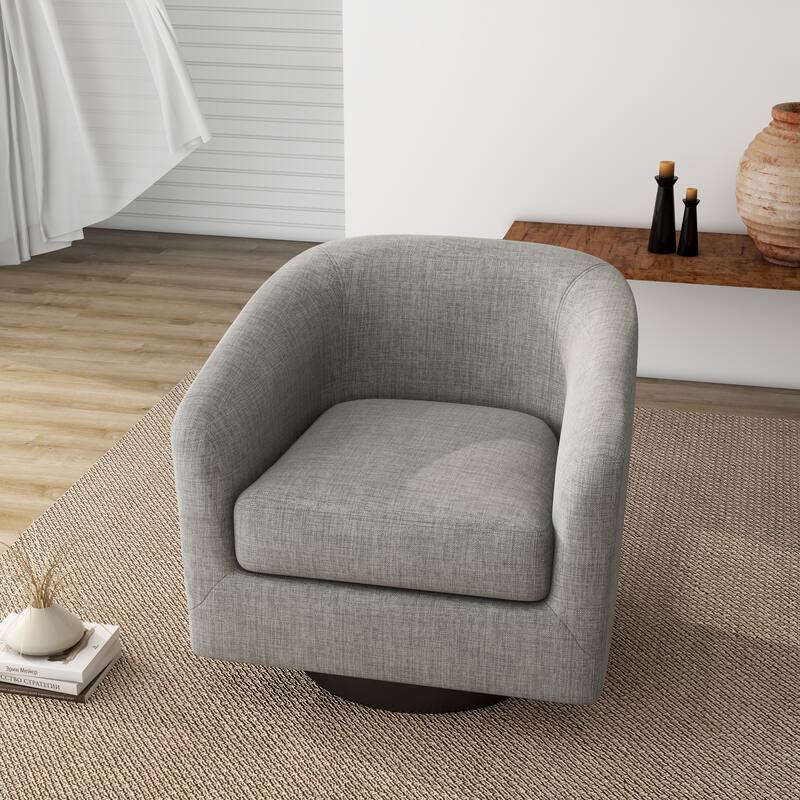 Round Barrel Armchair 360-Degree Swivel Accent Chairs