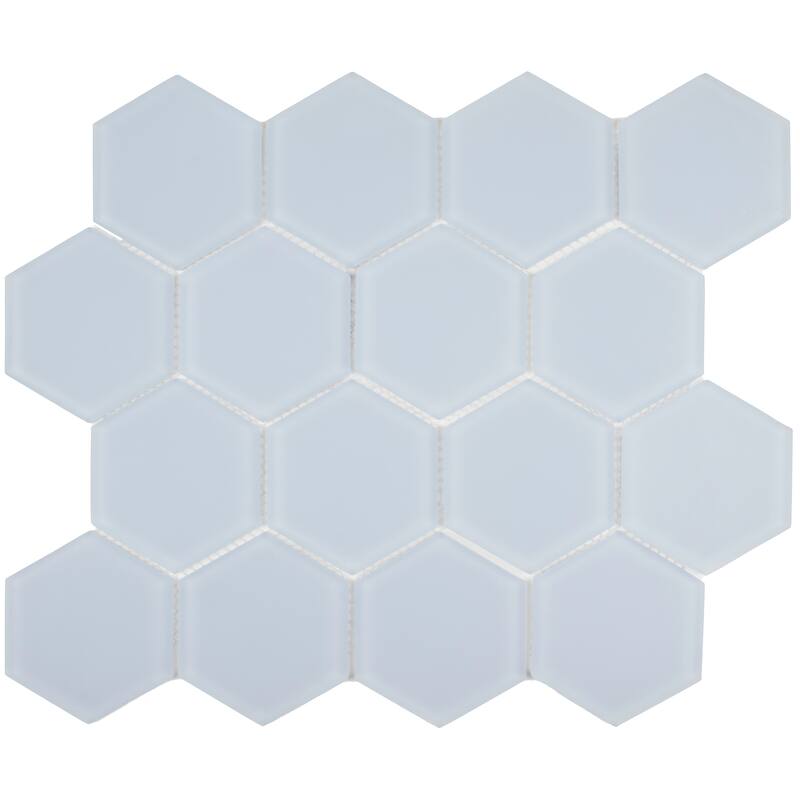 3" Beehive 10.25 in. x 11.75 in. Hexagon Glass Mesh-Mounted Mosaic Tile