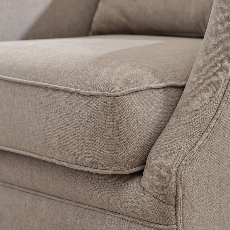 KINWELL 31" Wide Linen Fabric Upholstered Swivel Barrel Accent Chair
