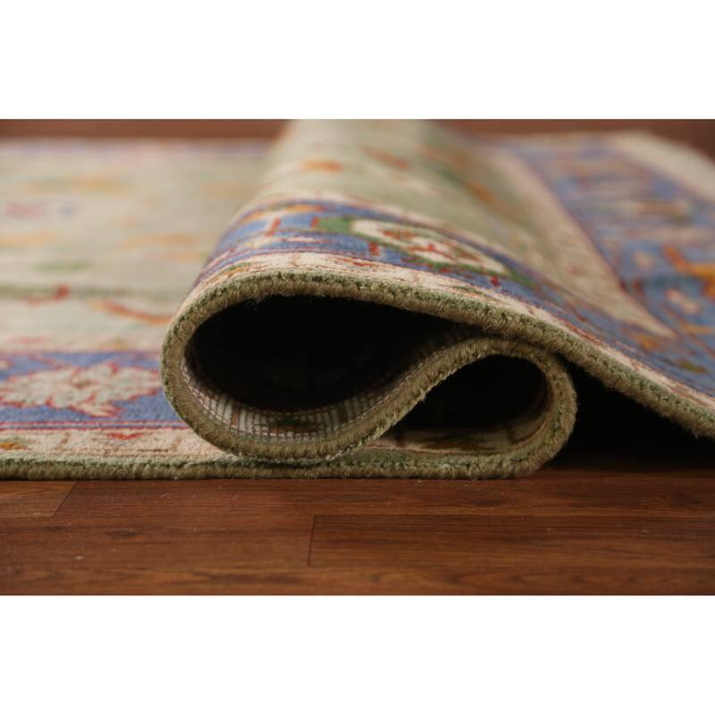 Green Heriz Serapi Indian Area Rug Handmade Wool Carpet - 8'10" x 11'9"