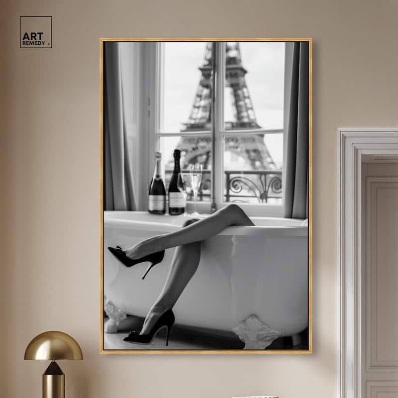 Bathtub Sit Back Glam Canvas by Art Remedy