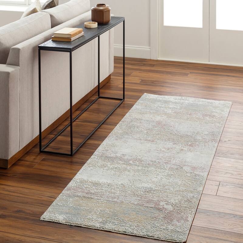 Kianna Modern & Contemporary Area Rug - 2' 7" x 10' - Dark Blue/Taupe