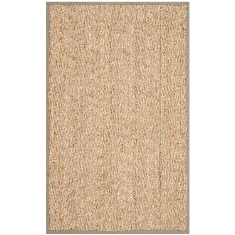 SAFAVIEH Natural Fiber Oceana Herringbone Seagrass Rug - 2'6" x 4' - Natural/Grey