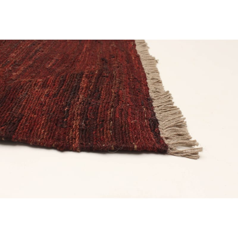 ECARPETGALLERY Flat-Weave Natural Burgundy Wool Tapestry Kilim - 4'10 x 6'7