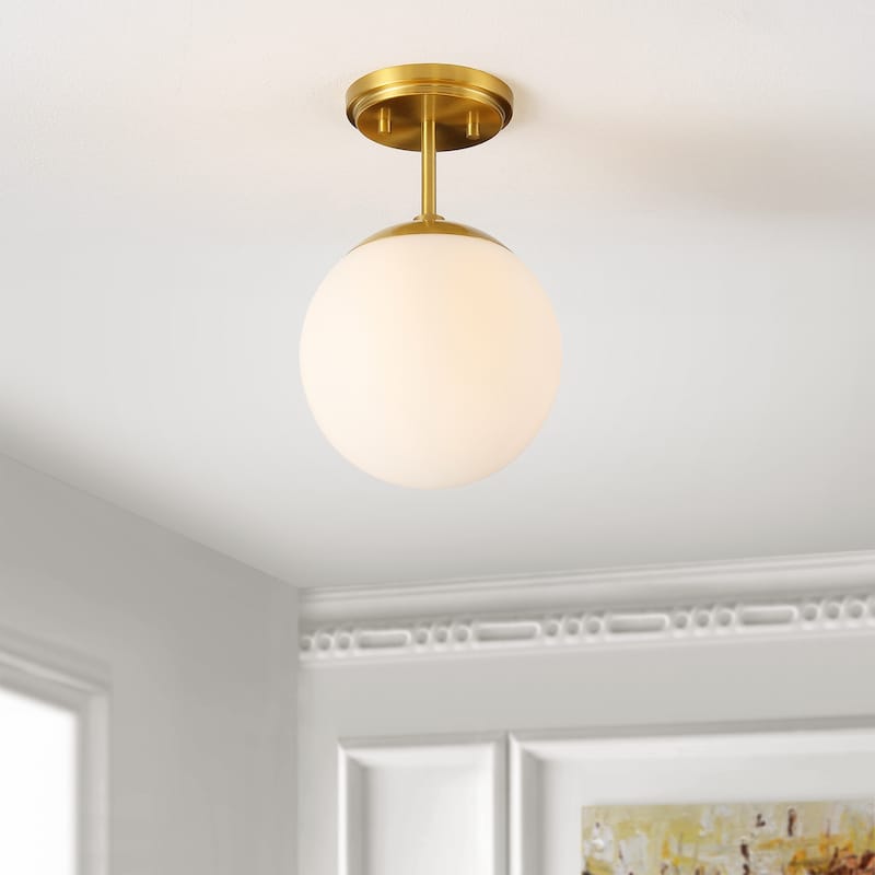 SAFAVIEH Lighting Margot Flush Mount - 8" W x 8" D x 12" H - Brass - 8Wx8Dx12H