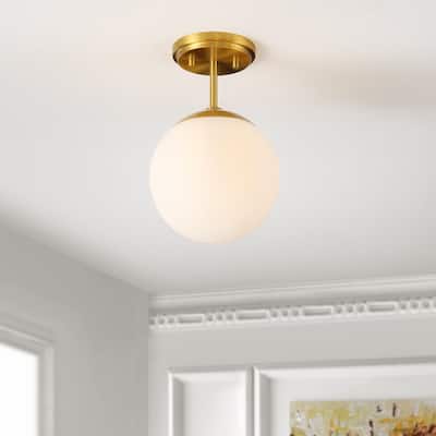 SAFAVIEH Lighting Margot Flush Mount - 8" W x 8" D x 12" H - Brass - 8Wx8Dx12H