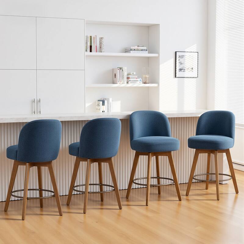 26" Upholstered Swivel Counter Stool With Solid Wood Frame - 37.8"H x 19.7"W x 23.2"D