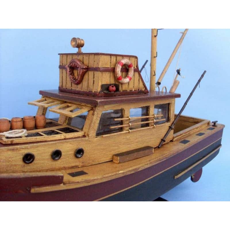 20" Brown Jaws Orca Model Fishing Boat Wooden Base with Metal Nameplate Ideal for Maritime-Themed Decor - 20" L x 6" W x 17" H