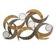 preview thumbnail 12 of 16, Beige Metal Abstract Home Wall Decor with Round Mirror Accents