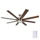 preview thumbnail 3 of 9, Honeywell Xerxes Brushed Nickel LED Remote Control Ceiling Fan, 8 Blade, Integrated Light - 62-inch