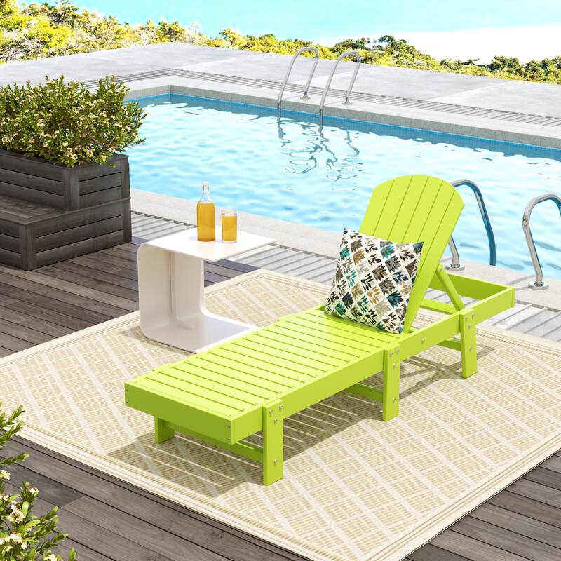 Polytrends Altura Armless Poly Eco-Friendly All Weather Reclining Chaise Lounge - Lime