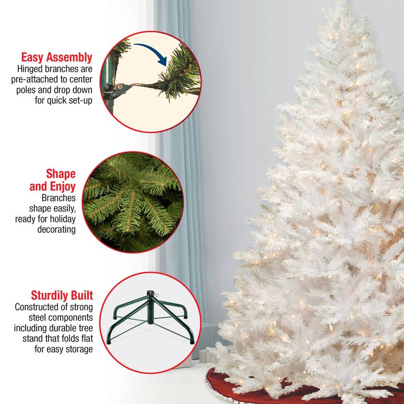 National Tree Company Winchester White Pine Tree with Silver Glitter and Clear Lights, 7 feet - 7 Foot