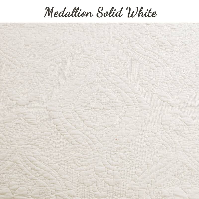 Gracewood Hollow Golding Medallion Cotton Solid (White or Ivory) Quilt Bedding Set