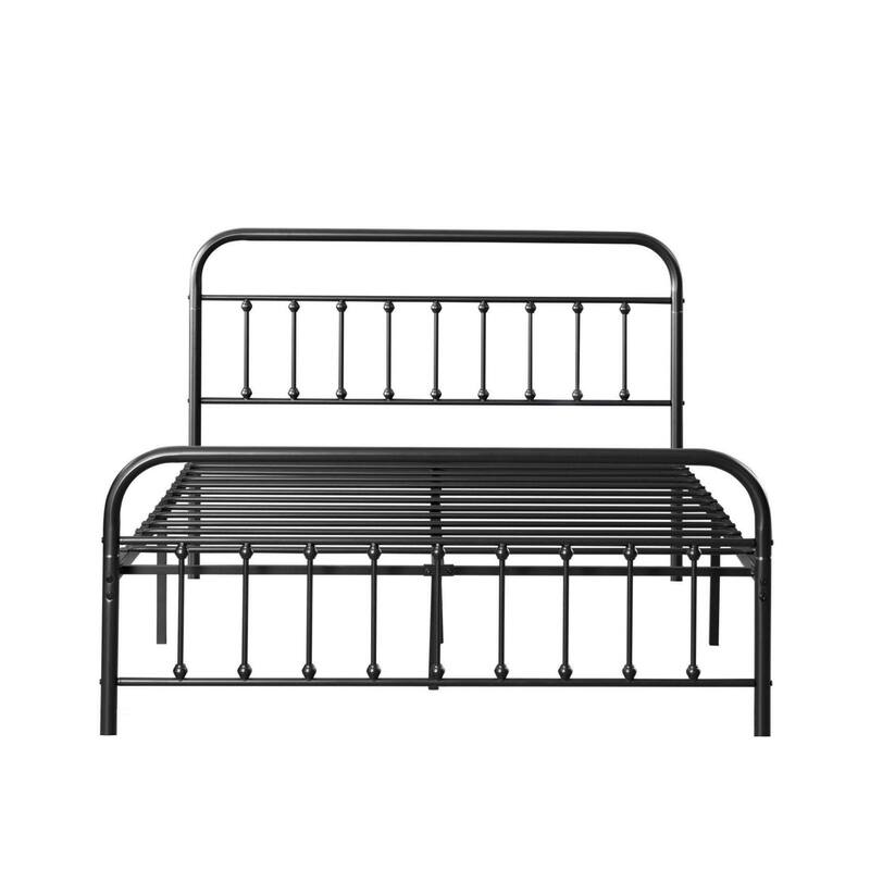 Metal Platform Bed Frame with Headboard and Footboard, Heavy Duty Slat Support/Underbed Storage Space, Vintage Style