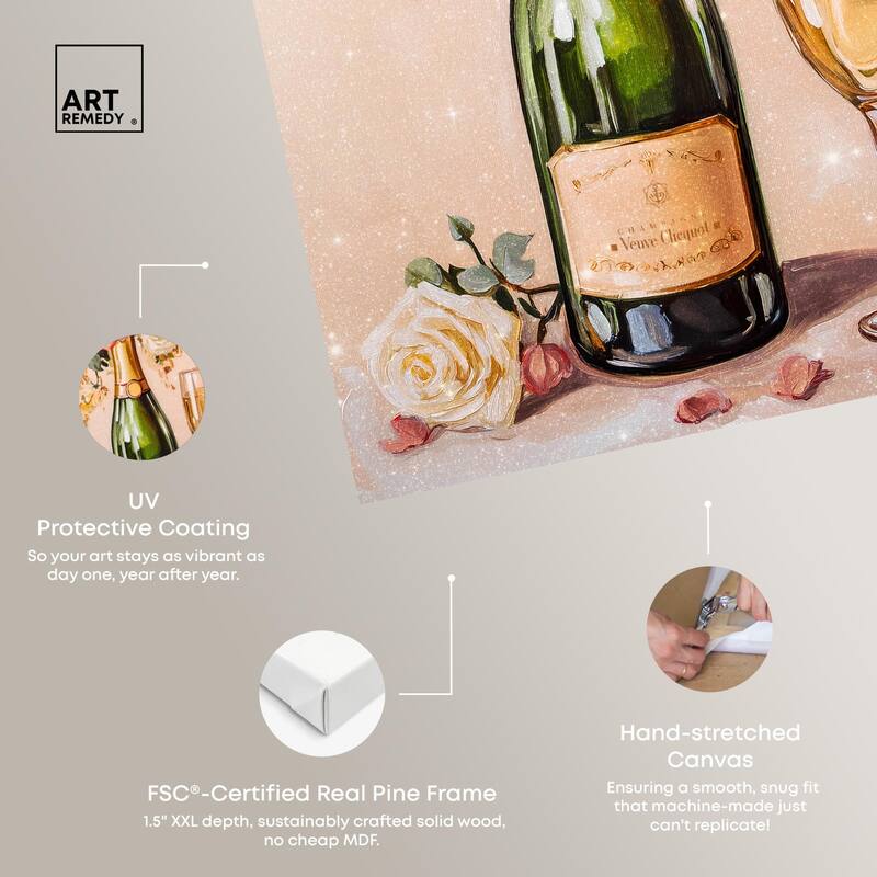 Blooming Champagne Vase Canvas by Art Remedy, Gallery Wrapped