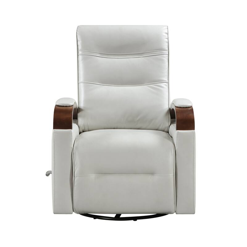 Meredith 31.5" Faux Leather Swivel Glider Recliner - Rubberwood Arm