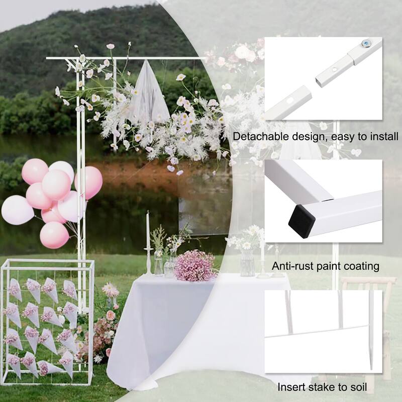 Wedding Metal Rectangle Arch Stand Garden Trellis Arbor Climbing White