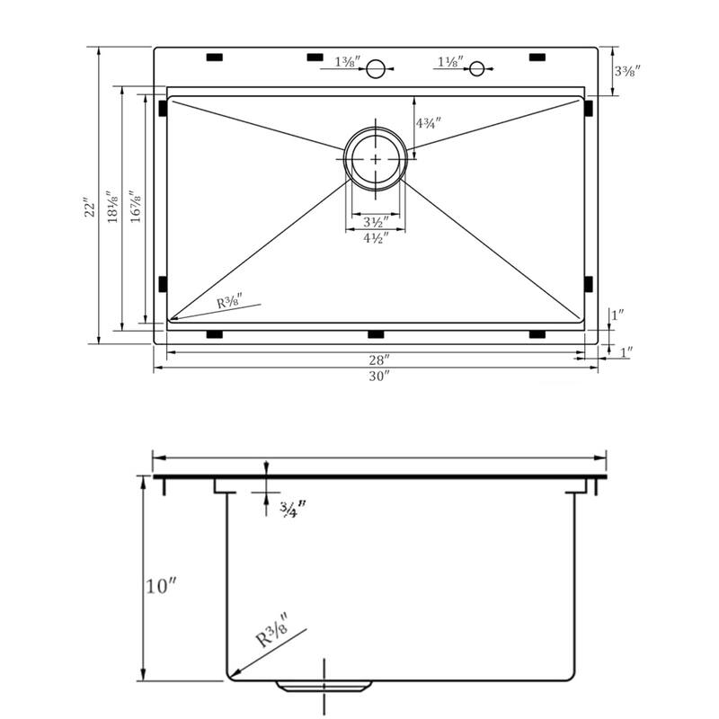 Workstation Drop-In Stainless Steel Kitchen Sink - 30" L x 22" W