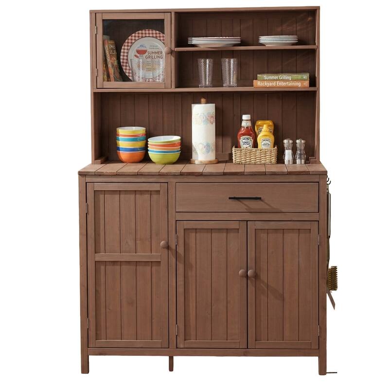 Roomfitters 65" Garden Potting Bench with Storage Hutch, Outdoor Potting Table & Prep Station, Drawer, Cabinet, Shelves