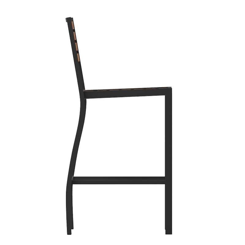 Commercial Grade Outdoor All-Weather Bar Stool with Poly Resin Slats