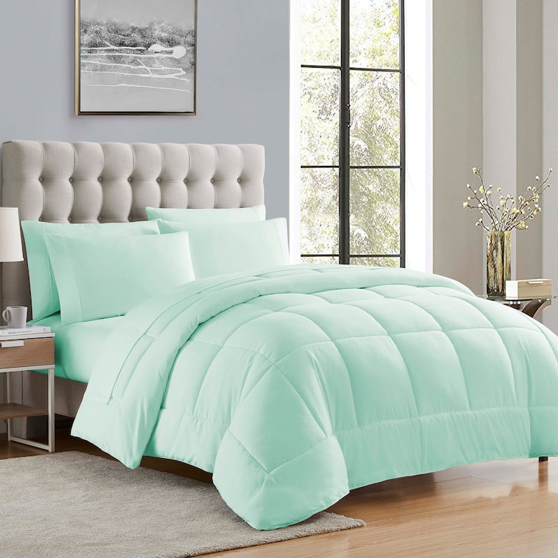 Sweet Home Collection Luxury Solid Bed-In-a-Bag with Sheet Set - Mint - Twin XL