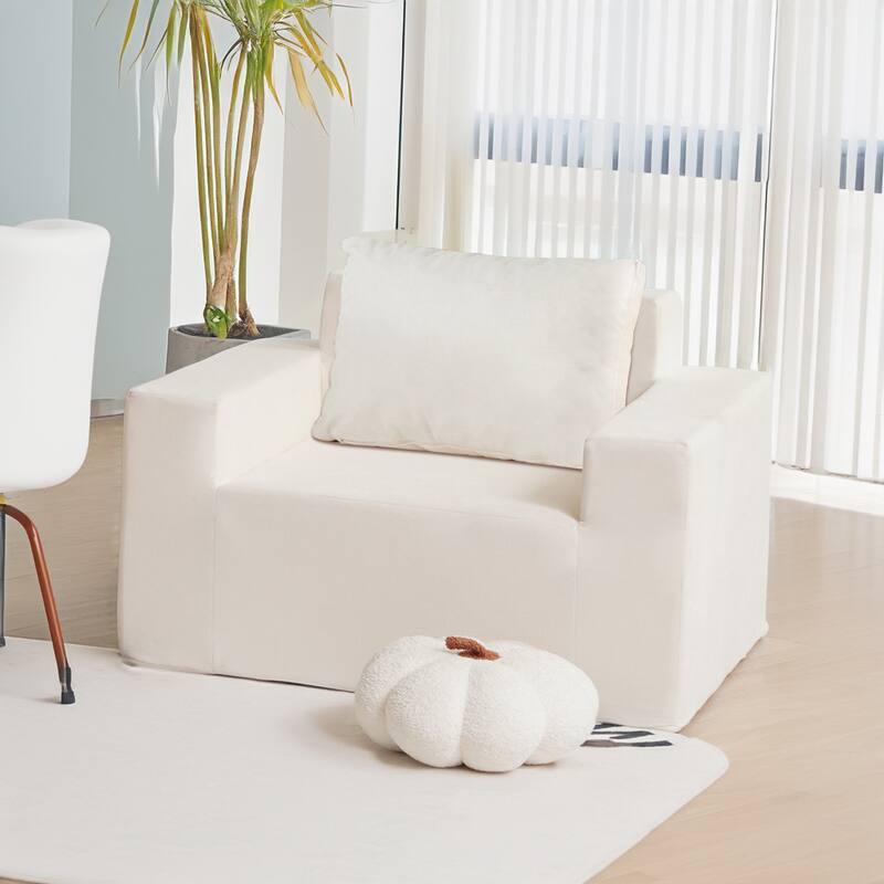 Sofa in a box Foam Sofa Couch with Pillow - White Oak