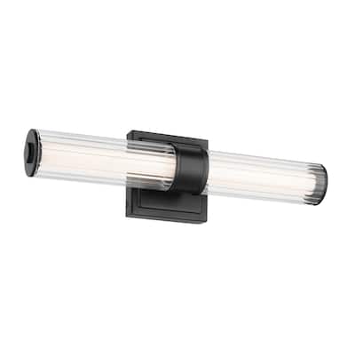 Kichler Lighting Laurene 18.5" Linear Bath Bar Small LED with Clear Fluted Glass in Black