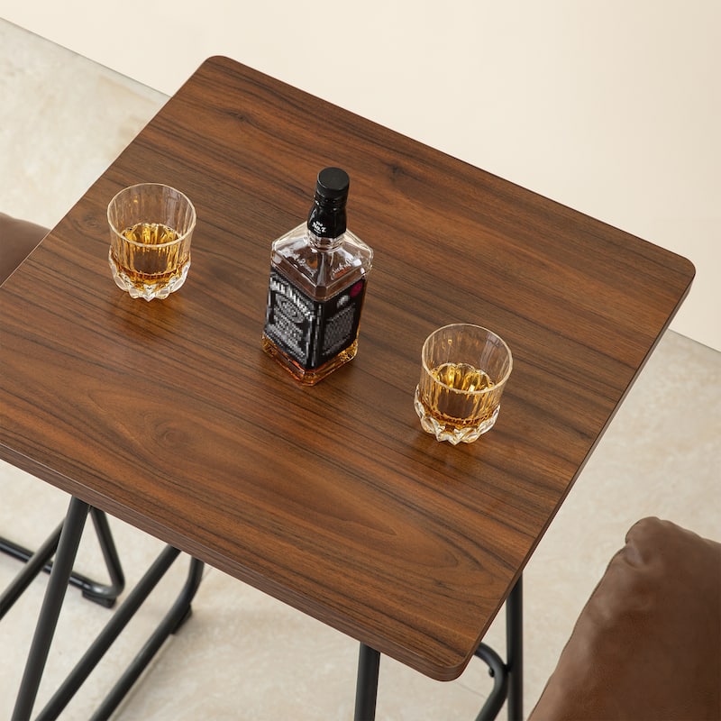 Carbon Loft Greenwood Industrial Metal Pub/Bar Table With Elm Top